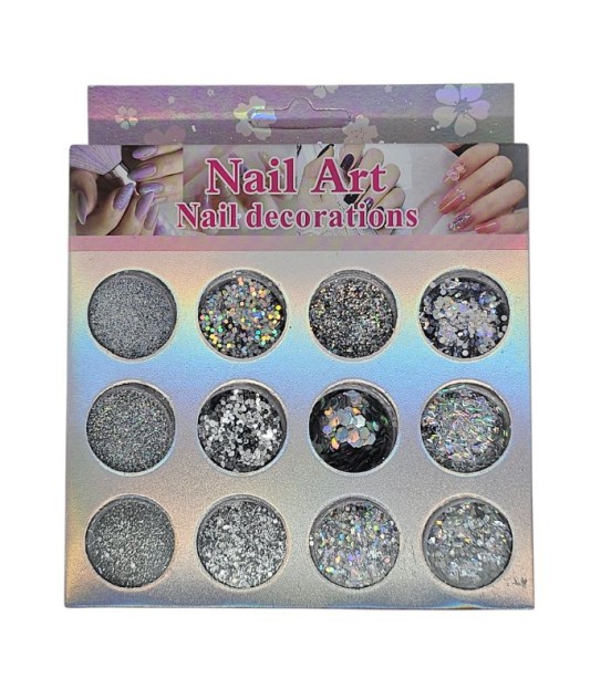 Set 12 mix sclipici si paiete argintiu